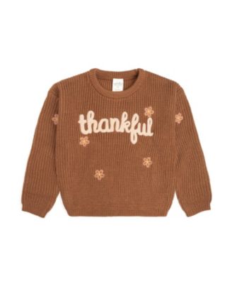 Girls' Thankful Thanksgiving Knit Sweater - Baby, Little Kid