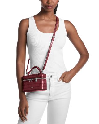 Jana Extra Small Croc Embossed Leather Top Handle Crossbody