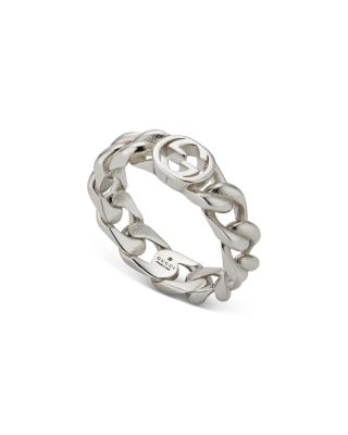 Sterling Silver Gucci Interlocking Logo Chain Link Ring