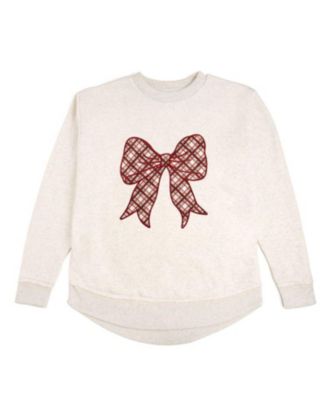 Women's Christmas Plaid Bow Patch Sweatshirt