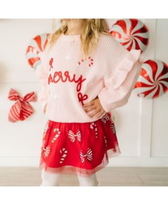Girls' Coquette Merry Christmas Knit Sweater - Baby, Little Kid
