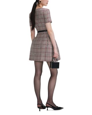 Check Short Sleeved Mini Dress