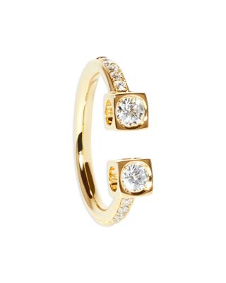 18K Yellow Gold Le Cube Diamant Diamond Cube & Channel Set Cuff Ring