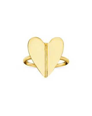 18K Yellow Gold Endless Wings of Love Folded Heart Ring