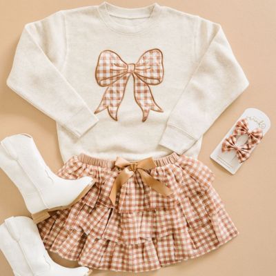  Gingham Bow Patch Sweatshirt - Big Kid