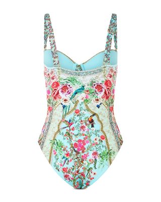 Lace Up Underwire One Piece Swimsuit