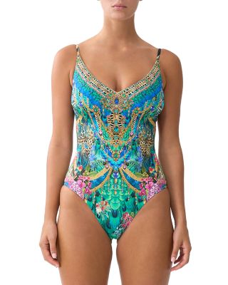 V Neck Underwire One Piece Swimsuit