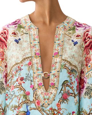 Deep V Neck Linen Swim Cover-Up Dress