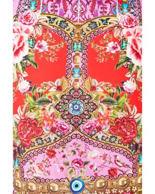 Printed Ruffle Trim Sarong Swim Cover-Up