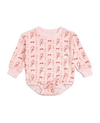 Girls' Candy Cane Lane Christmas Long Sleeve Romper - Baby