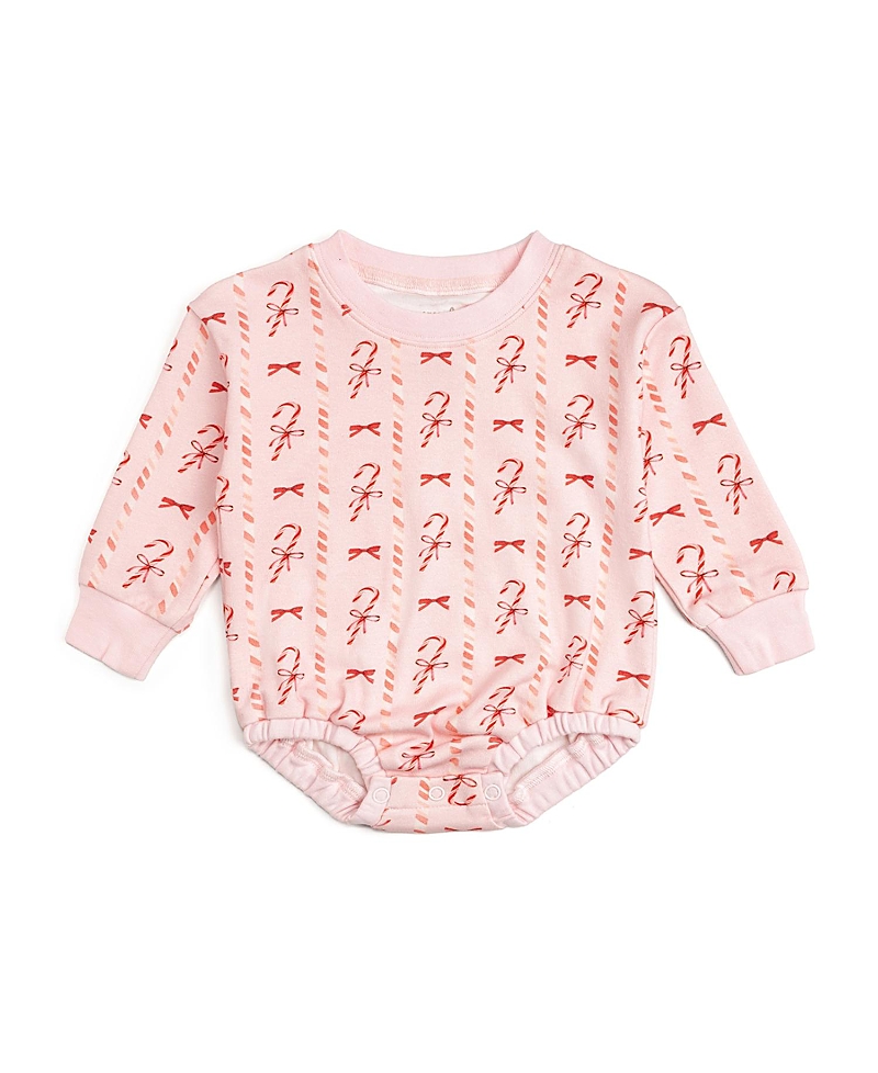 Sweet Wink Girls' Candy Cane Lane Christmas Long Sleeve Romper - Baby In Pink