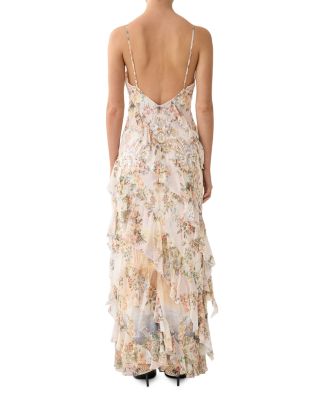 Silk Asymmetrical Ruffle Dress