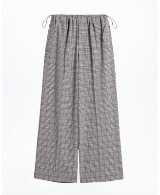  Plaid Wide-Leg Drawstring Pants