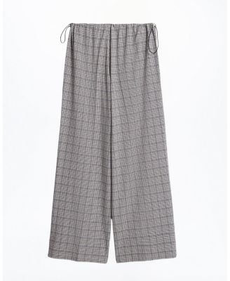  Plaid Wide-Leg Drawstring Pants