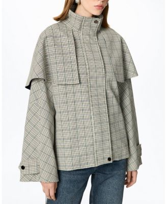 Belted Glen Check Cape Trench Coat