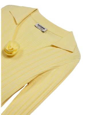 Floral Embellished Ribbed V-Neck Sweater