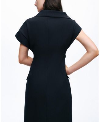 Tailored Buckle-Wrap Midi Dress