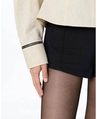 Contrast Collar Balloon Sleeve Shirt