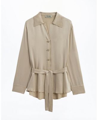  Belted Shirt with Statement Buttons