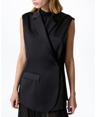Asymmetric Buttoned Longline Vest