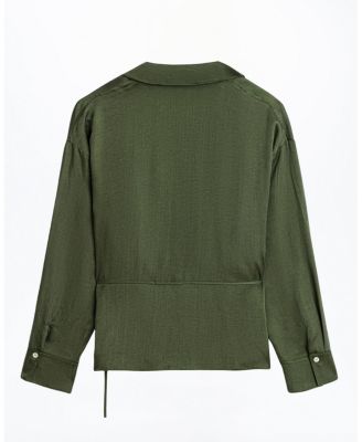 Logo Buckle Wrap Blouse