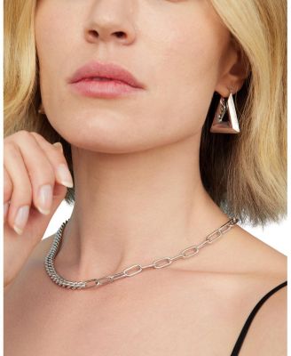  Sterling Silver Curb Clip Link Connector Clasp Necklace, 18"