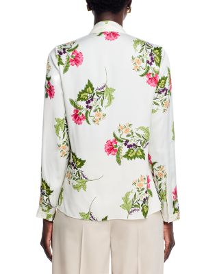 Palm Silk Blend Floral Blouse