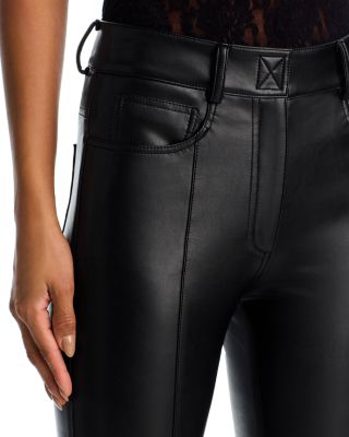 Spat Faux Leather Split Hem Jeans in Black