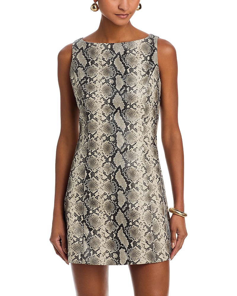 Line & Dot Python Faux Leather Mini Dress In Gray