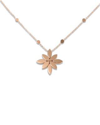 18K Rose Gold Ghirlanda Polished Flower Pendant Necklace, 16.5"
