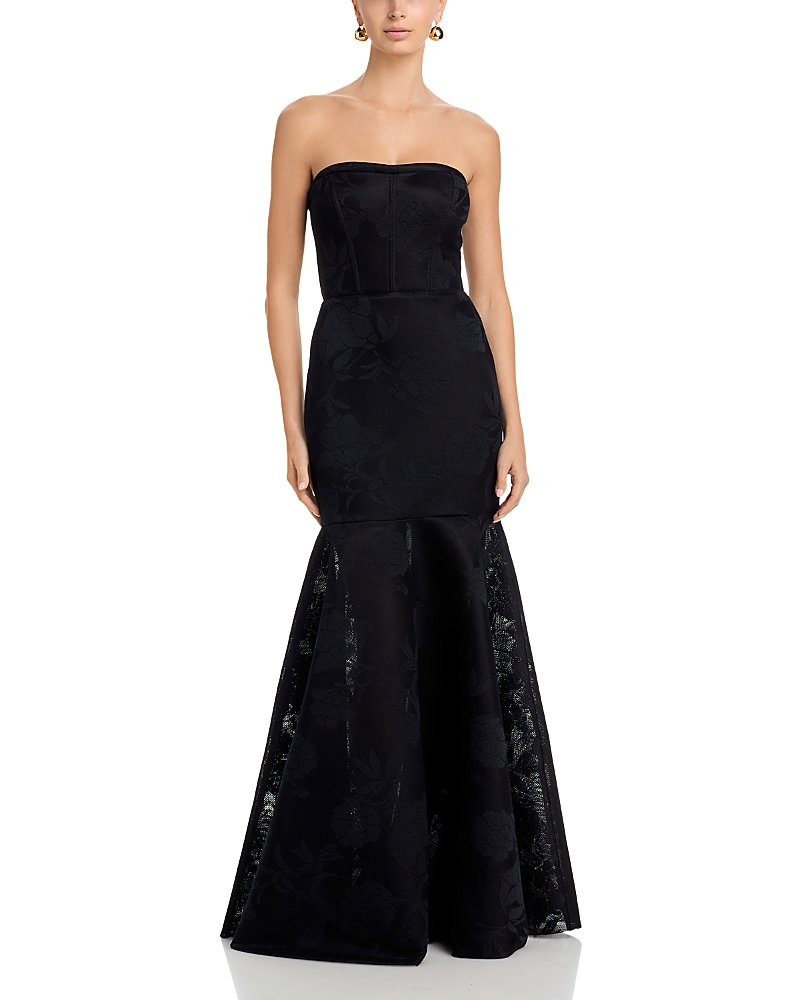 Black Halo Kristy Strapless Gown In Black