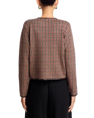 Faux Leather Trim Cardigan