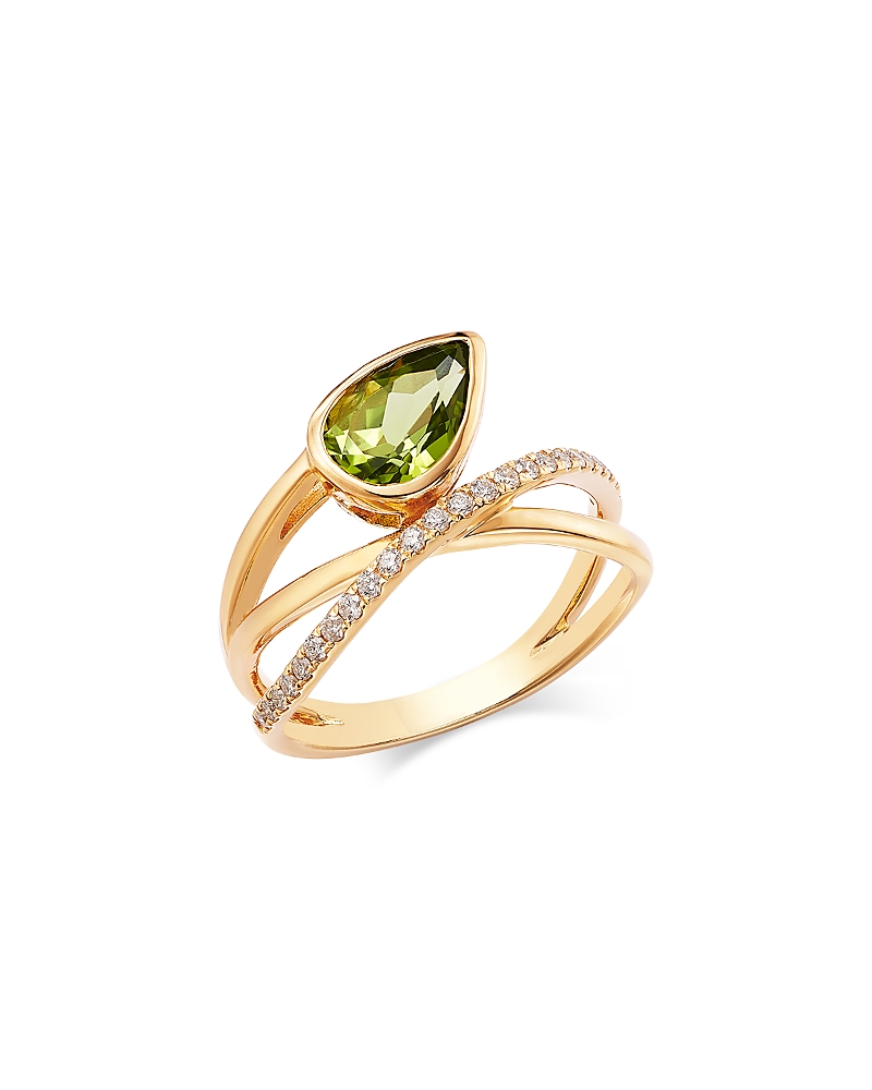 Bloomingdale's Fine Collection Peridot & Diamond Bypass Ring in 14K Yellow Gold
