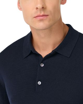 Extrafine Merino Wool Long Sleeve Knitted Polo Shirt
