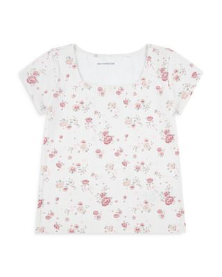Girls' Pointelle Square Neck Short Sleeved Tee - Little Kid, Big Kid