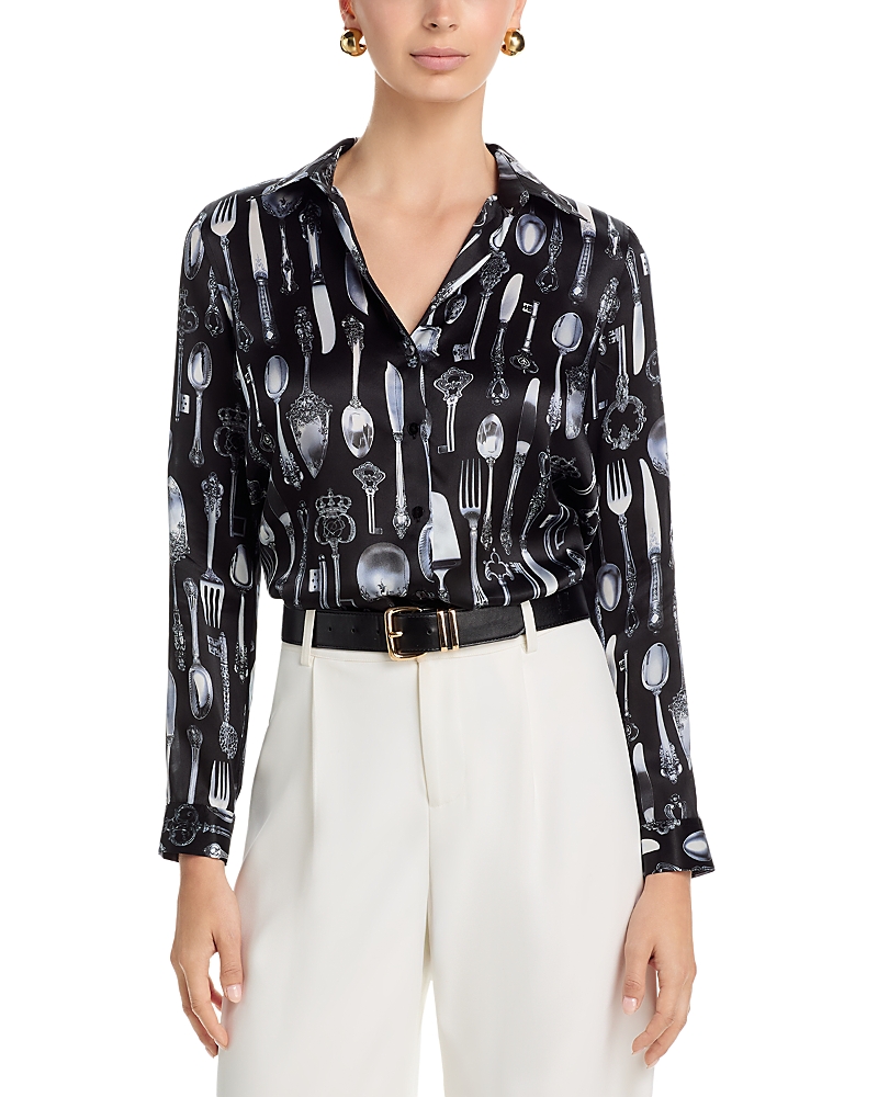 L'agence Tyler Silk Printed Blouse In Multi