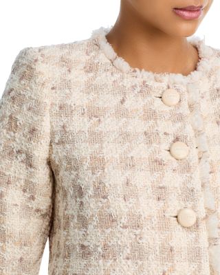 Zell Plaid Collarless Jacket