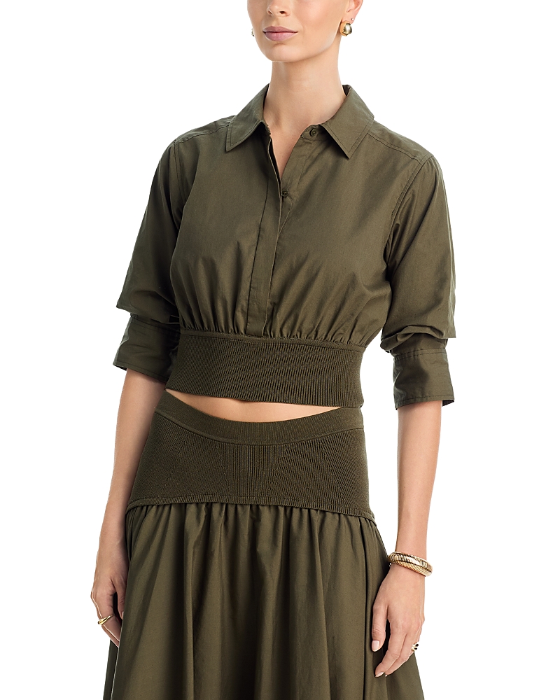 Simkhai Stiles Cropped Shirt In Green
