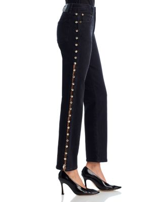Amelia High Rise Studded Split Side Seam Jeans in Topanga