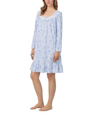 Long Sleeve Floral Short Nightgown