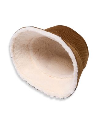 Corduroy &amp; Faux Shearling Reversible Bucket Hat