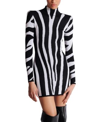 Short Knit Dress with Zebra Intarsia