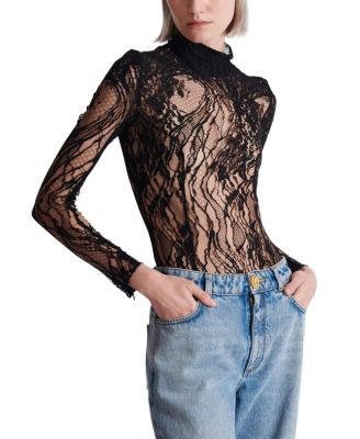 Long-Sleeved Lace Bodysuit