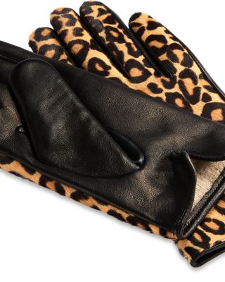 Cashmere Lined Animal Print Calf Hair Tech Gloves - Exclusive