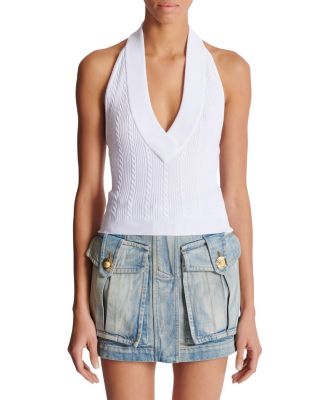  Cable Knit Halterneck Top