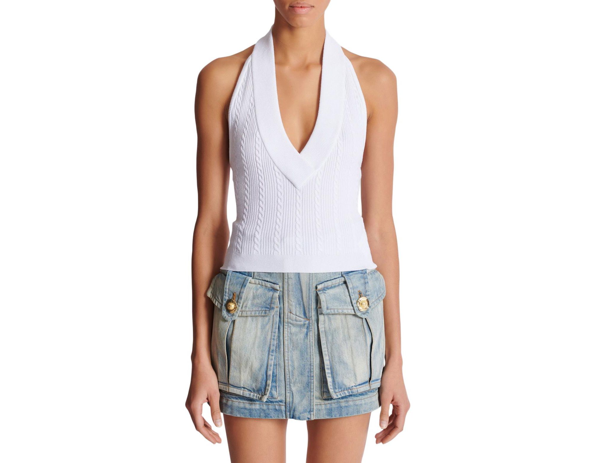 Cable Knit Halterneck Top - Image 1