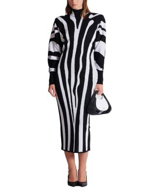  Long Knit Dress with Zebra Intarsia