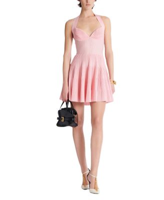  Textured Knit Halterneck A-Line Dress