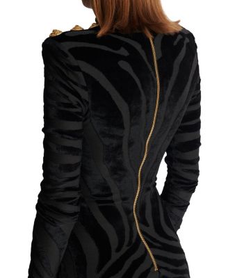  Short Zebra-Print Velvet Dress
