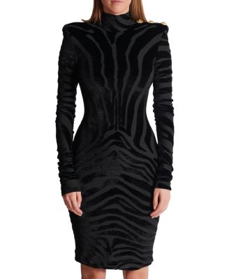  Short Zebra-Print Velvet Dress
